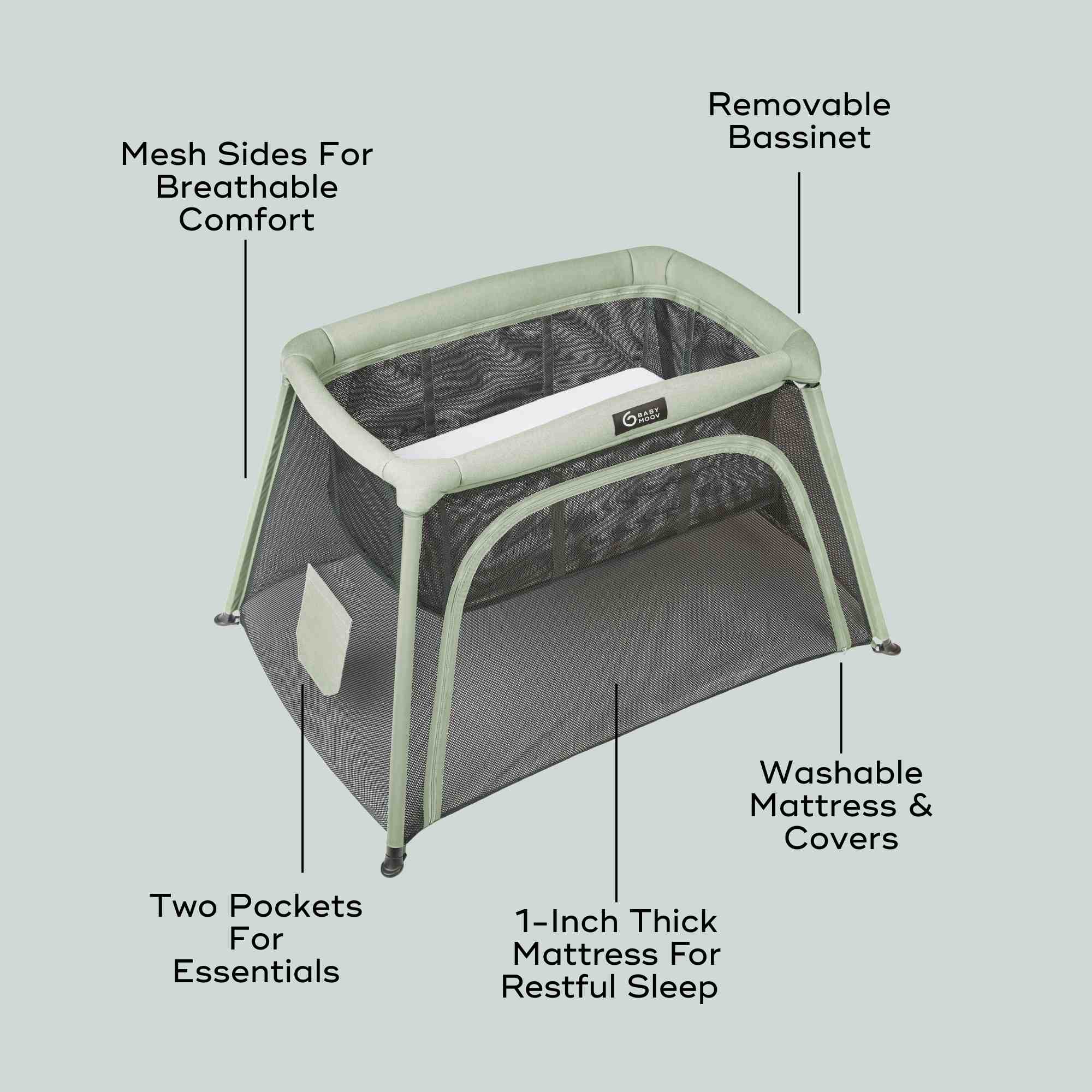 OPEN BOX Moov and Comfy 3-in-1 Travel Crib and Playard - Image 6